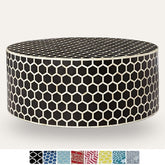 Maaya Bone Inlay Round Drum Coffee Table Black Honeycomb